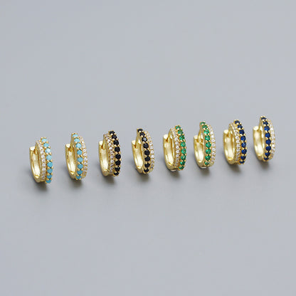 Casual Colorful CZ 925 Sterling Silver Stacker Hoop Earrings