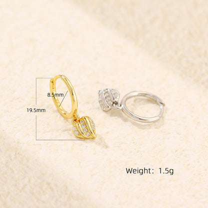 Mindful Lady Micro Setting CZ Heart 925 Sterling Silver Leverback Dangling Earrings