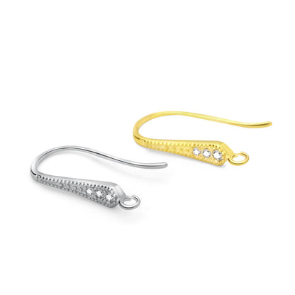 Modern CZ Waterdrop Leaf 925 Sterling Silver DIY Earrings Hooks