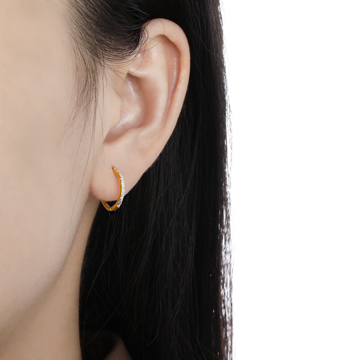 Casual 925 Sterling Silver Gold CZ Geometry Hoop Earrings