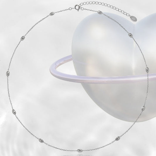 Minimal Geometry Oval Beads 925 Sterling Silver Necklace