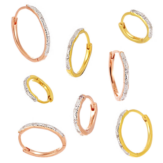Casual 925 Sterling Silver Gold CZ Geometry Hoop Earrings