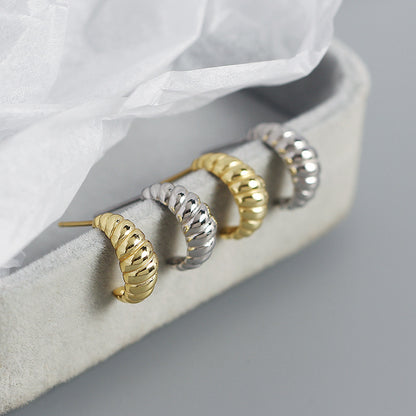 Modern Twisted OX Horn 925 Sterling Silver Stud Earrings