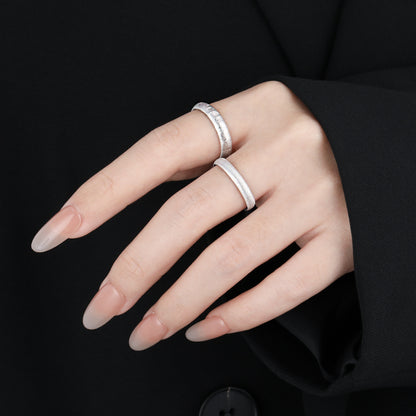 Minimalism Frosted 925 Sterling Silver Adjustable Couple Ring