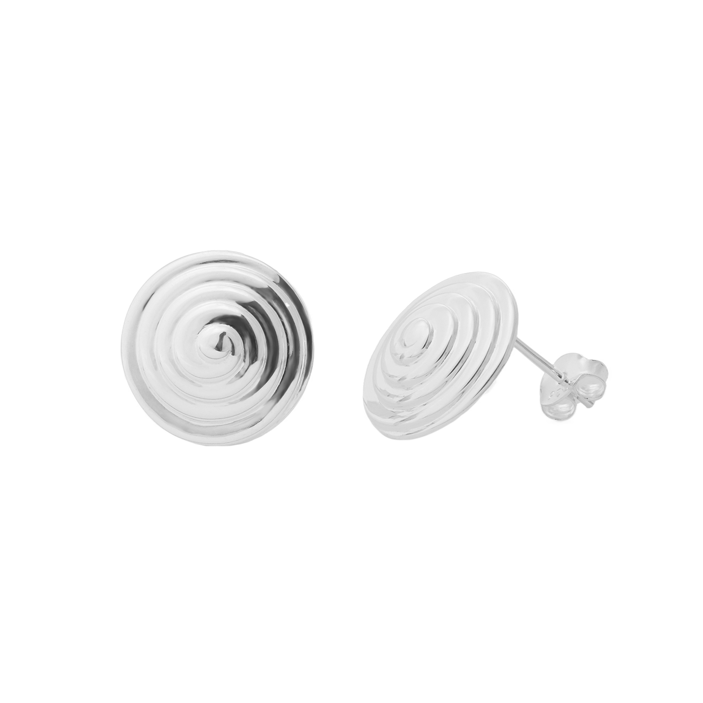 Geometry Spiral Snail Shell 925 Sterling Silver Stud Earrings