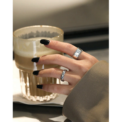 Modern Letter X Pattern 925 Sterling Silver Adjustable Ring