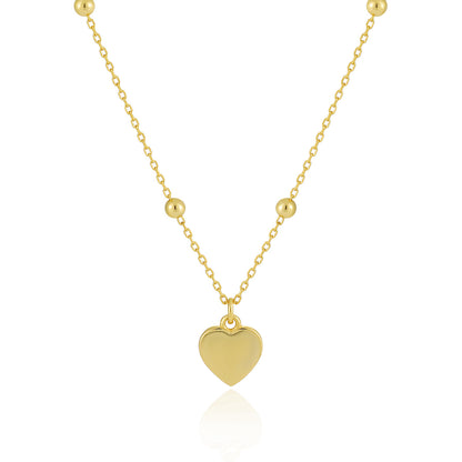 Girl Gift Simple Smoot Heart 925 Sterling Silver Necklace