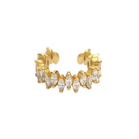 Fashion Oval CZ 925 Sterling Silver Non-Pierced Earring(Single)