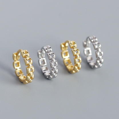 Modern Watchband 925 Sterling Silver Huggie Hoop Earrings