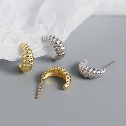 Modern Twisted OX Horn 925 Sterling Silver Stud Earrings