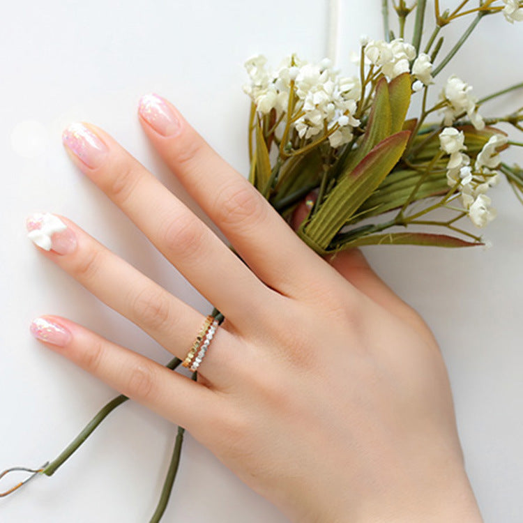 Modern Three CZ Hive 925 Sterling Silver Adjustable Stacker Ring