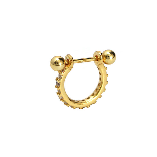 Modern CZ Circle 925 Sterling Silver Hoop Earring (Single)