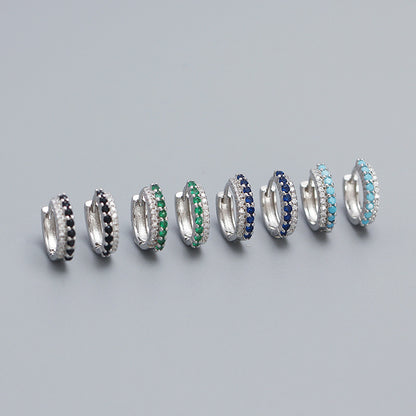 Casual Colorful CZ 925 Sterling Silver Stacker Hoop Earrings
