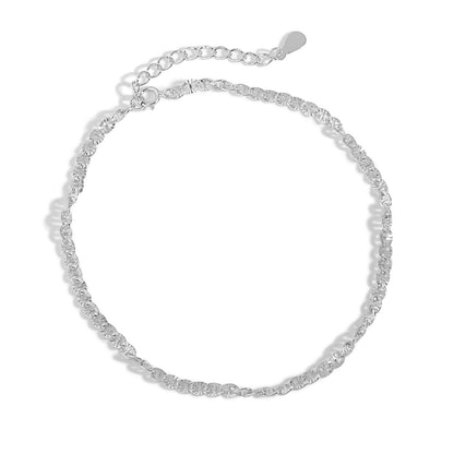 Minimal Interlock Chain 925 Sterling Silver Anklet