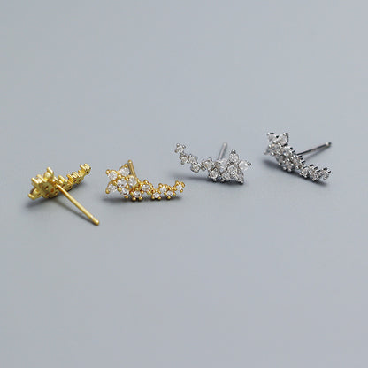 Girl Beautiful CZ Mini Flowers 925 Sterling Silver Stud Earrings