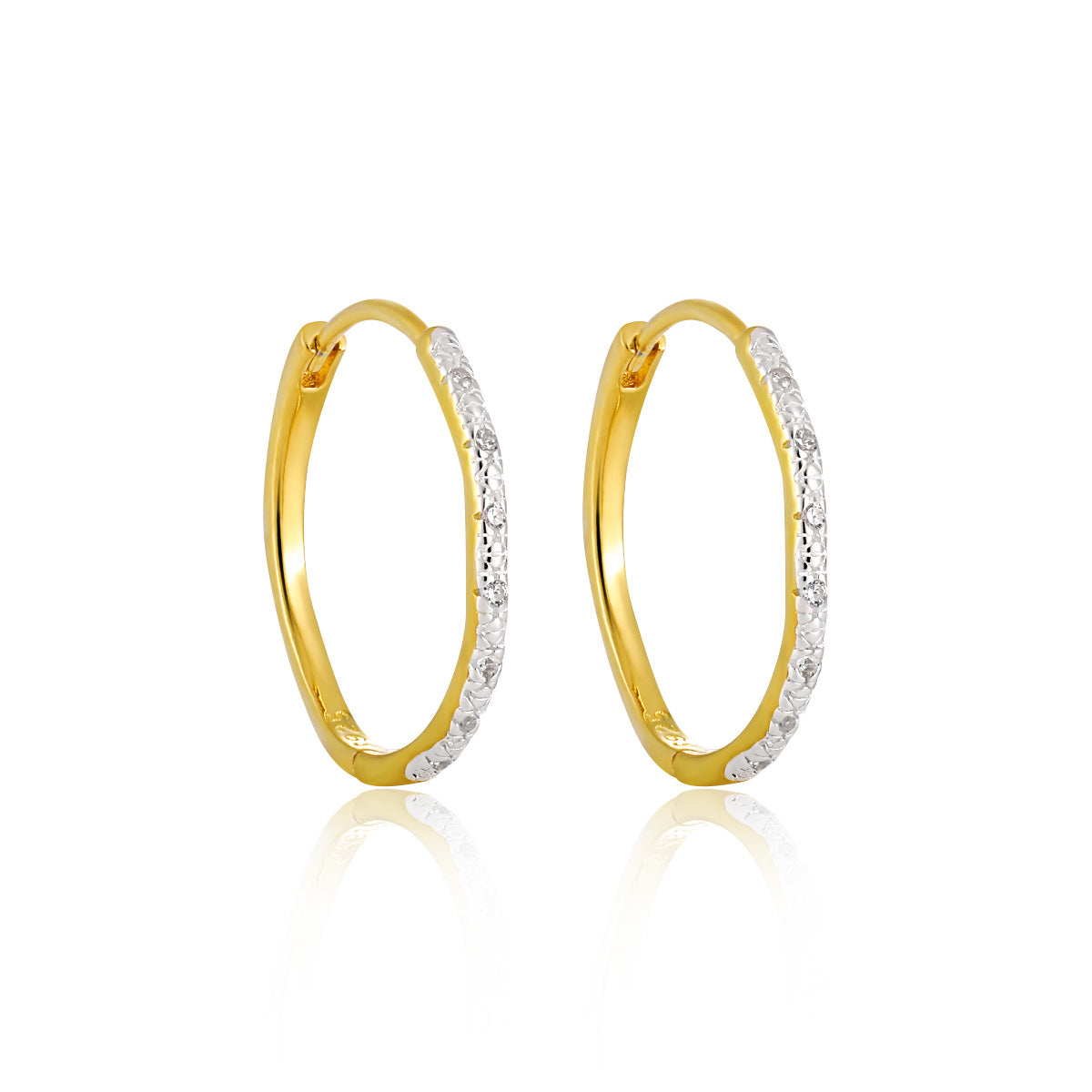 Casual 925 Sterling Silver Gold CZ Geometry Hoop Earrings