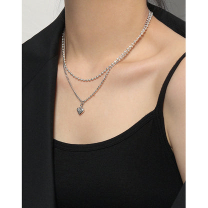 Mindful Asymmetry Chain Love Heart 925 Sterling Silver Necklace