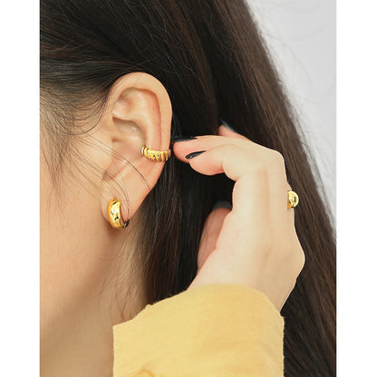 versatile student silver earrings ins niche extremely simple light face round S925 pure silver earrings ear buckle for women