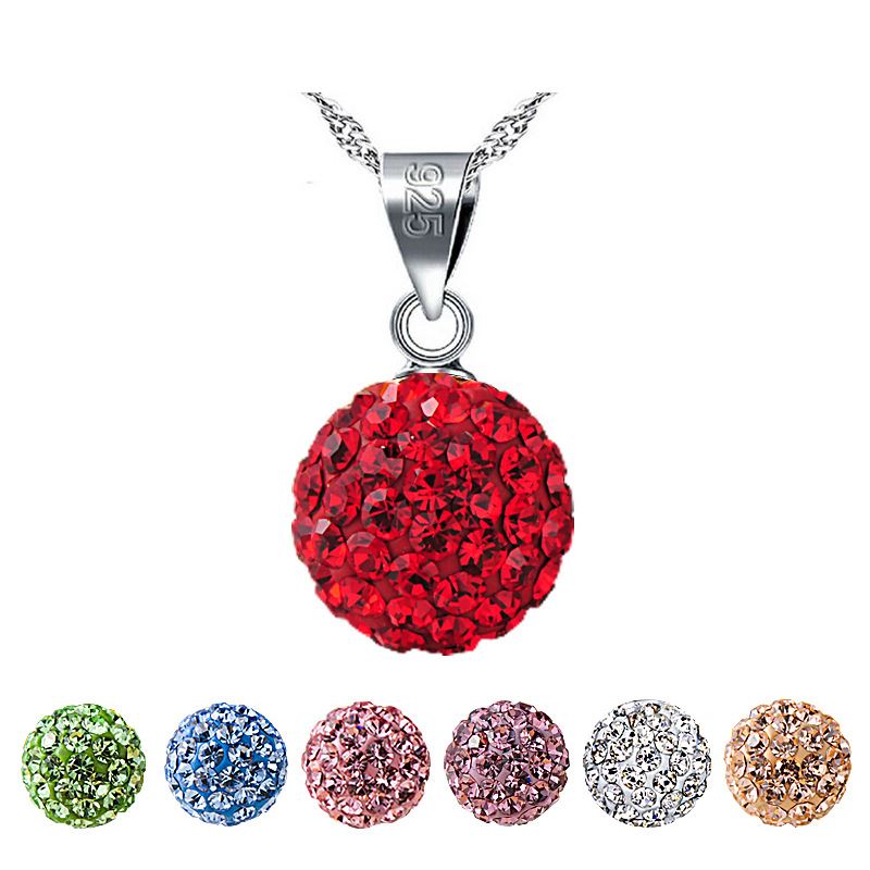 Fashion Round CZ Ball 925 Sterling Silver DIY Pendant