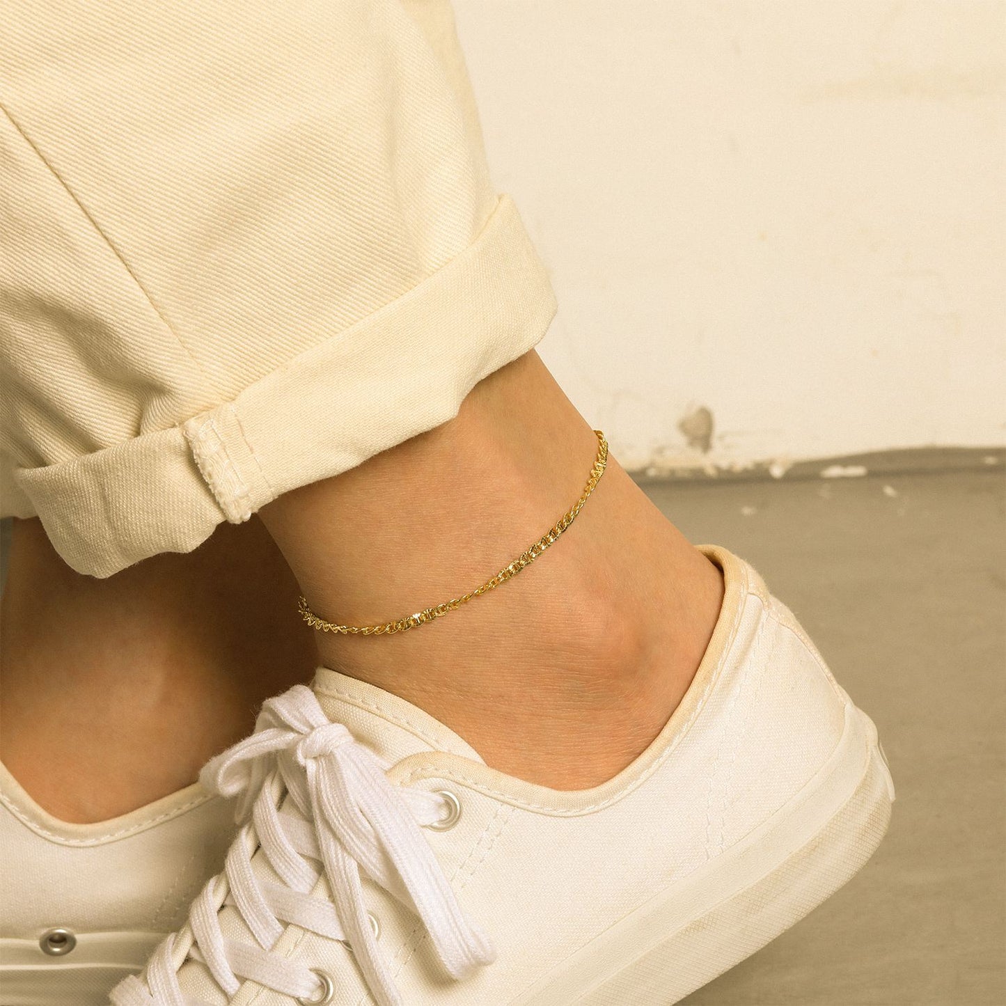 Minimal Interlock Chain 925 Sterling Silver Anklet