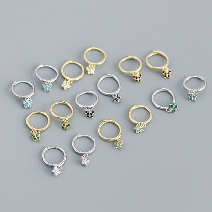 Mindful Mini CZ Flying Butterfly 925 Sterling Silver Hoop Earrings