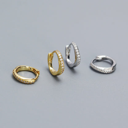 Simple CZ Twisted 925 Sterling Silver Hoop Earrings
