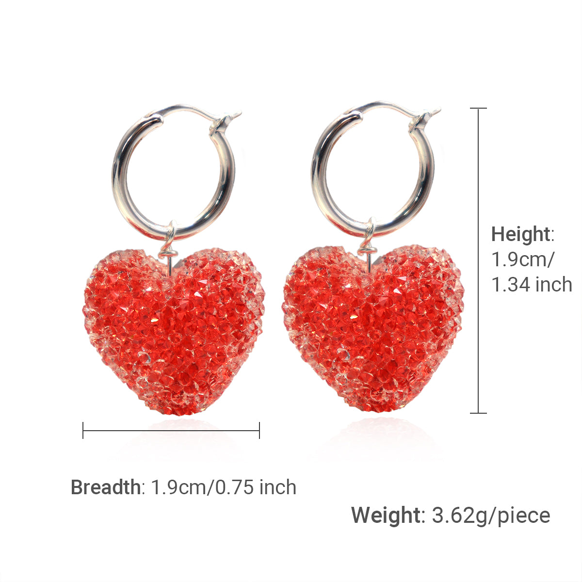 Sweet Colorful Heart Candy 925 Sterling Silver Hoop Earrings
