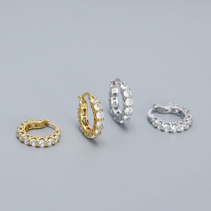 Modern Round CZ Wheels 925 Sterling Silver Hoop Earrings