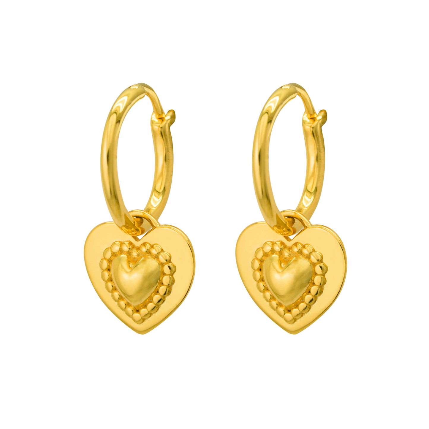 Mindful Two Sides wearing styles Pink CZ Heart Love 925 Sterling Silver Hoop Earrings