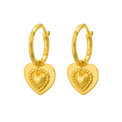 Mindful Two Sides wearing styles Pink CZ Heart Love 925 Sterling Silver Hoop Earrings