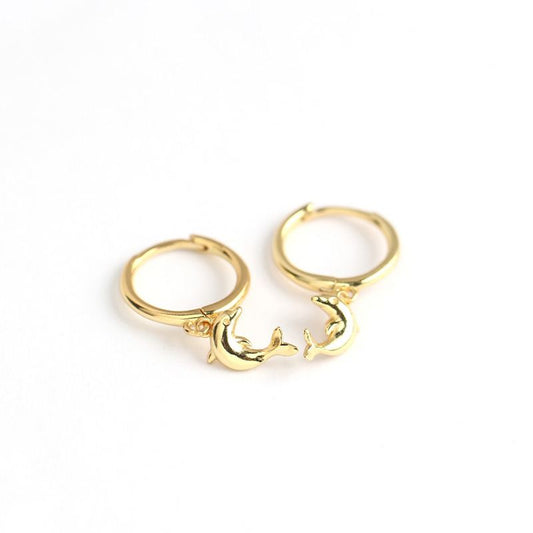 Mindful Animal Dolphin 925 Sterling Silver Hoop Earrings