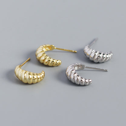 Modern Twisted OX Horn 925 Sterling Silver Stud Earrings