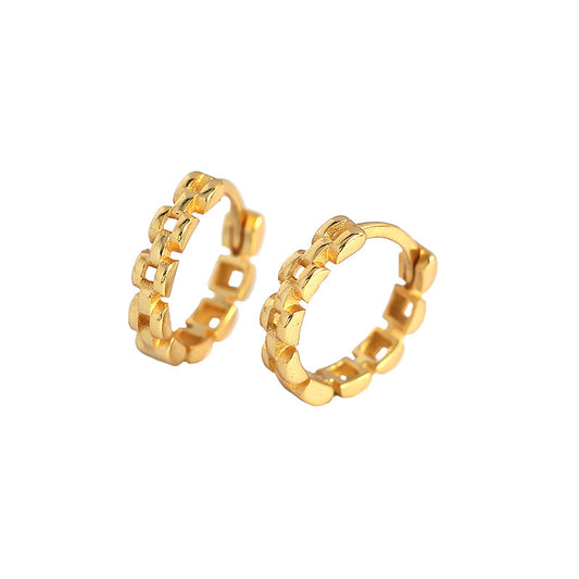 Modern Watchband 925 Sterling Silver Huggie Hoop Earrings