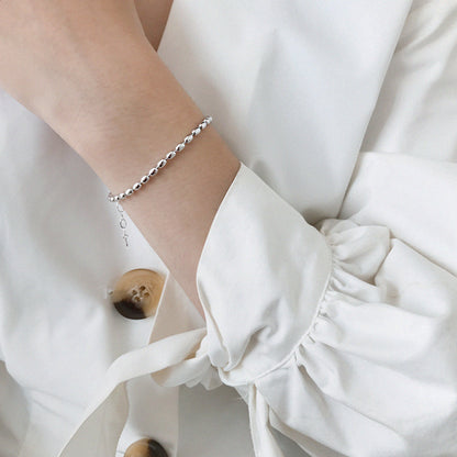S925 sterling silver bracelet INS niche oval bead olive bead chain bracelet personality versatile silver bracelet