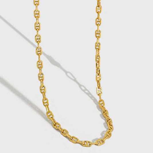 Choker Interlock 925 Sterling Silver Stacking Chain Necklace