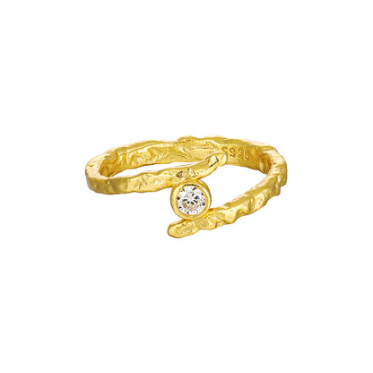 Irregular Pattern Round CZ Cross 925 Sterling Silver Adjustable Ring