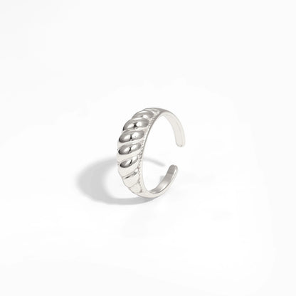 Modern Twisted Croissant Twisted 925 Sterling Silver Adjustable Ring