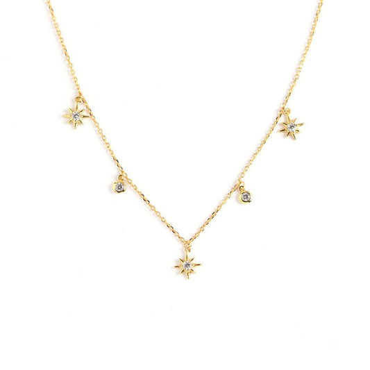 Women CZ Stars 925 Sterling Silver Necklace