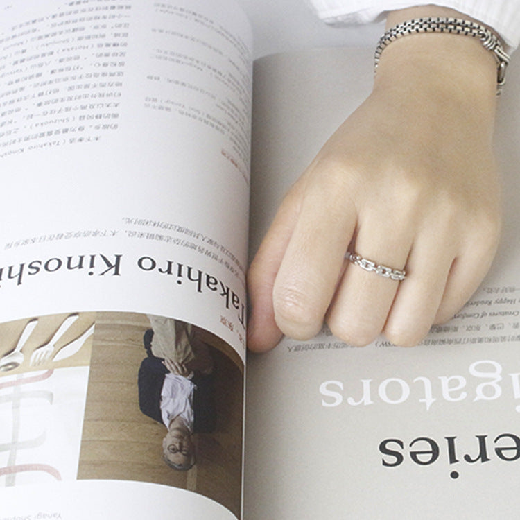 Hollow Chain 925 Sterling Silver Adjustable Ring