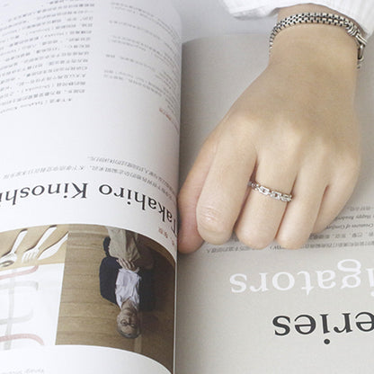 Hollow Chain 925 Sterling Silver Adjustable Ring