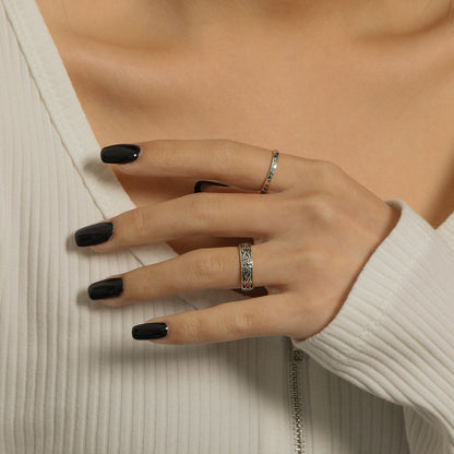 Patterned 925 Sterling Silver Ring