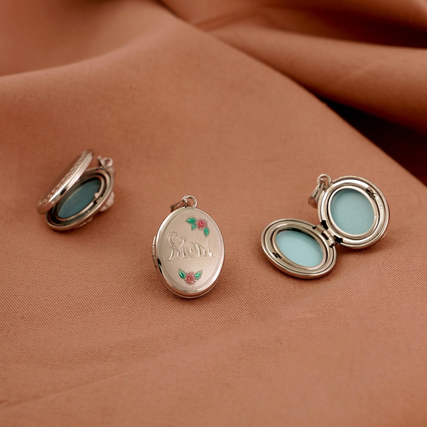 Gift Mother's Day Oval Mom Letters 925 Sterling Silver Locket Necklace Pendant
