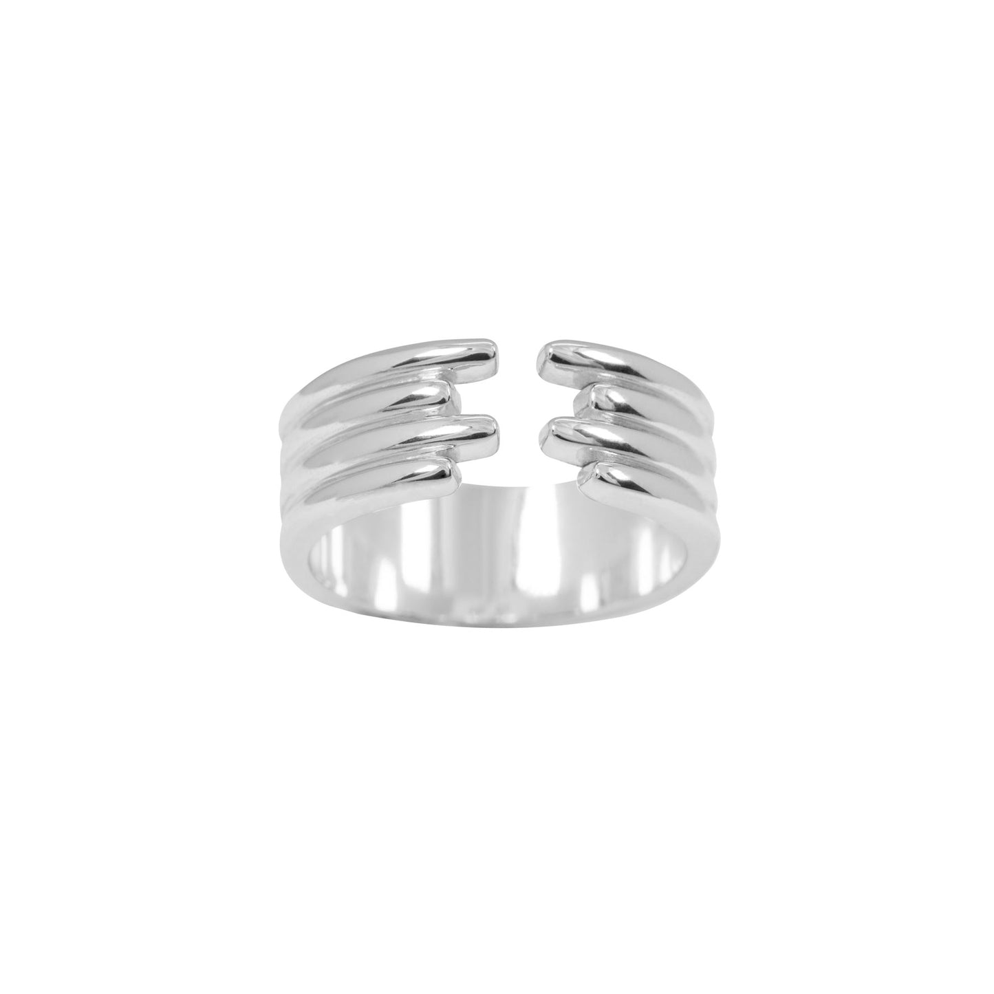 Fashion Geometric Lines 925 Sterling Silver Adjustable Open Ring for Women | Minimalist Stacking Statement Jewelry Ring