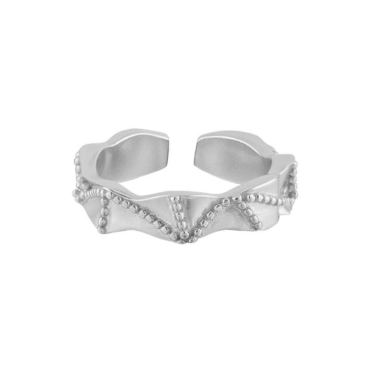 Graduation Beads Pattern Wave 925 Sterling Silver Adjustable Ring