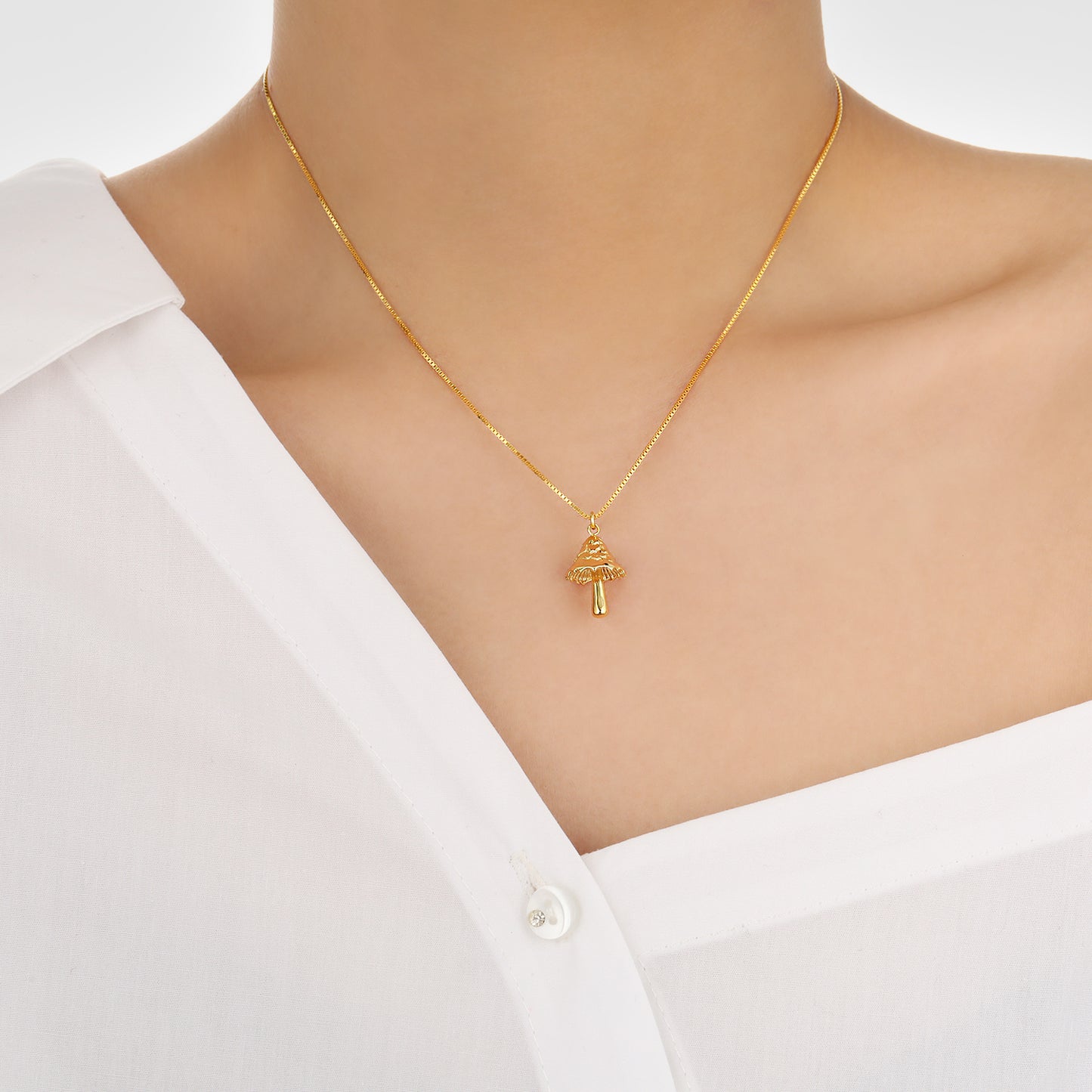 Women Daily Fashion Jewelry Holiday 925 Sterling Silver Holiday Irregular Mushroom Necklace