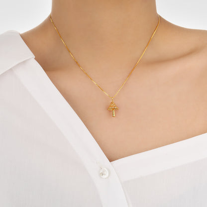 Women Daily Fashion Jewelry Holiday 925 Sterling Silver Holiday Irregular Mushroom Necklace