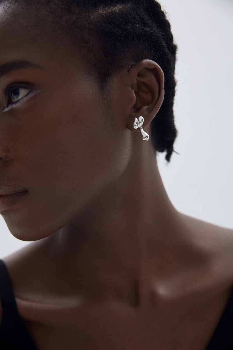 Mindful Electroforming Hollow Irregular Chunky Drop Waters Hypoallergenic S999 Sterling Silver Statement Earrings(Pre-Sale)