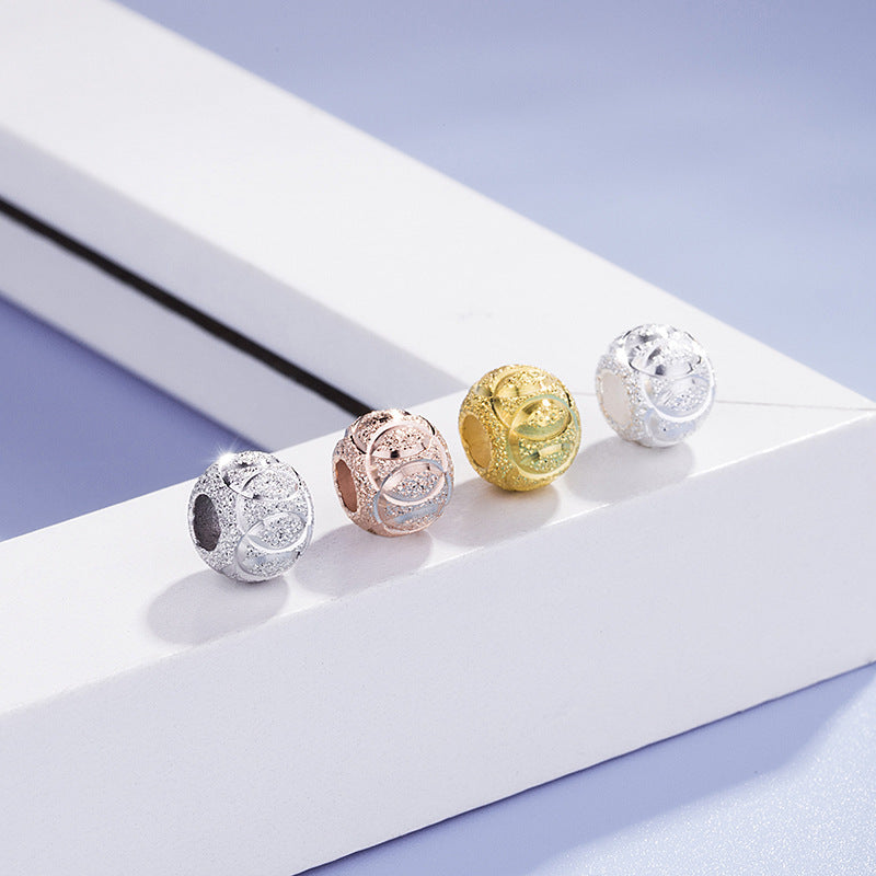 Modern Circle Pattern 925 Sterling Silver DIY Round Beads