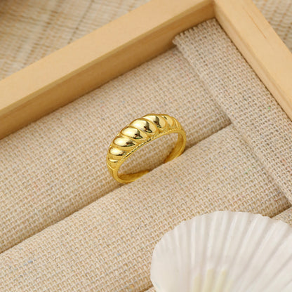 Modern Twisted Croissant Twisted 925 Sterling Silver Adjustable Ring