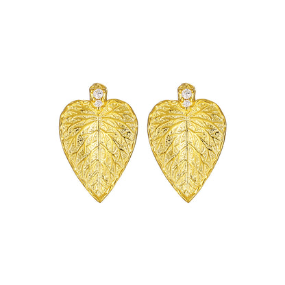 Party Irregular CZ Leaves 925 Sterling Silver Stud Earrings